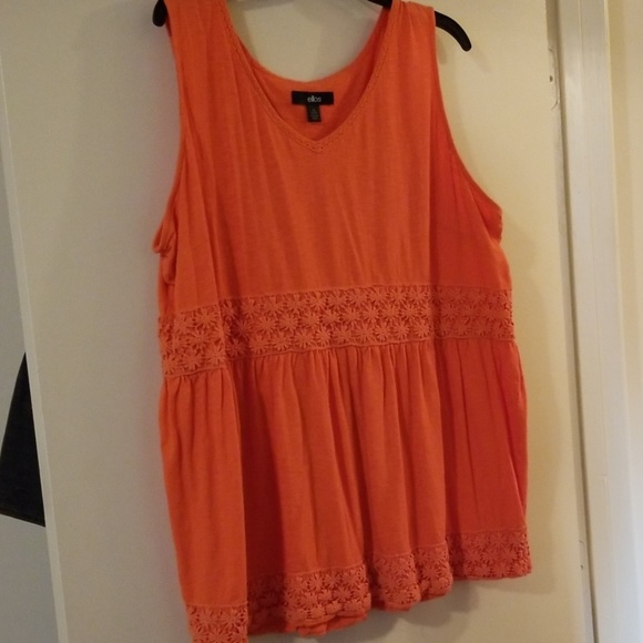 ellos Tops - ❤Ellos orange Tank with crochet trim 1X ellos Tops - ❤Ellos orange Tank with crochet trim 1X